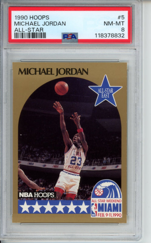 1990 Hopps, All-Star, Michael Jordan, #5, PSA 8