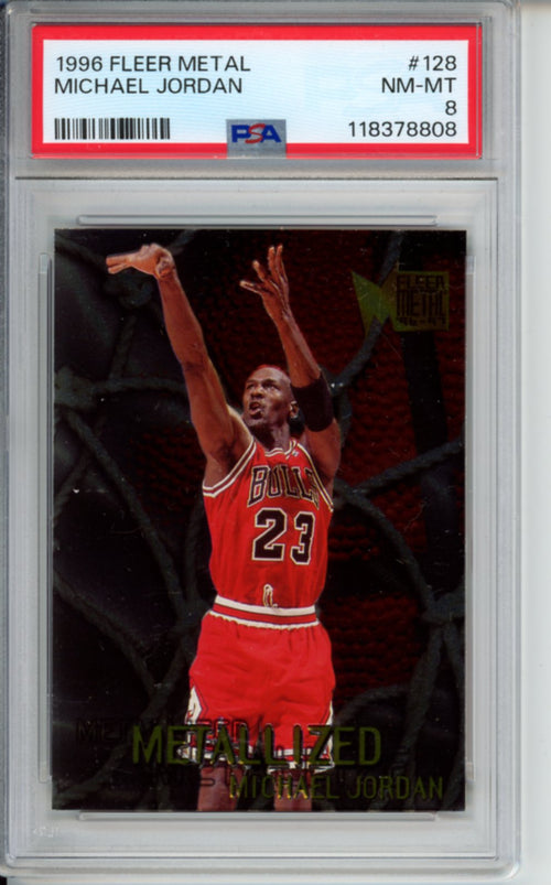1996 Fleer Metal, Metallized, Michael Jordan, #128, PSA 8