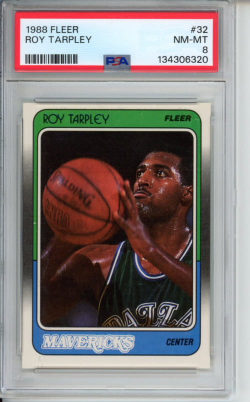 1988 Fleer Roy Tarpley, Rookie Card, #32, PSA 8
