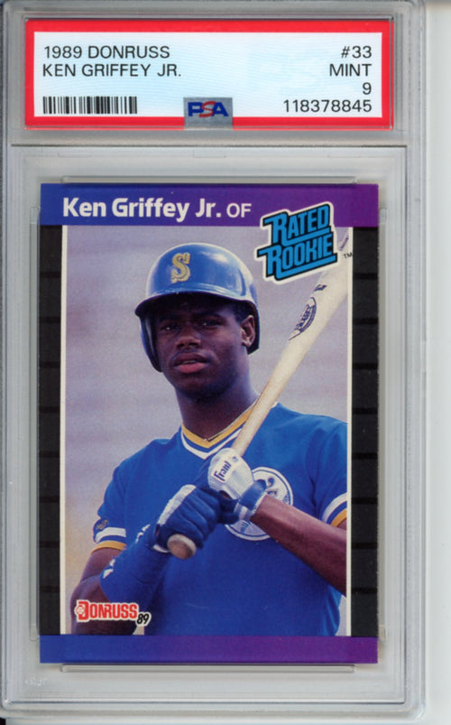 1989 Donruss Ken Griffey Jr., Rookie Card, #33, PSA 9