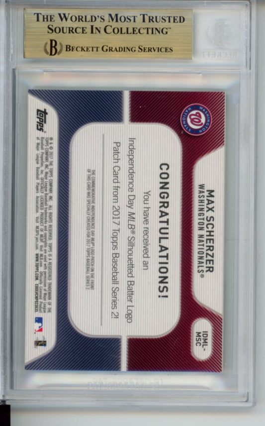 2017 Topps, Series 2, Independence Day MLB Silhouetted Batter Logo Patch, Max Scherzer, #IDMLMSC, BGS 9.5