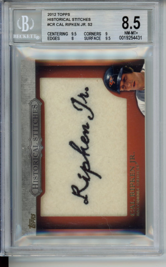2012 Topps, Commemorative Historical Stitches Patch, Cal Ripken Jr., S2, #CR, BGS 8.5