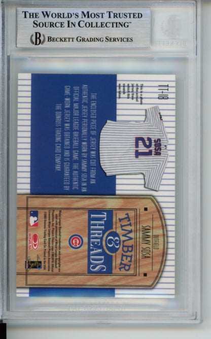 2004 Donruss, Timber & Threads, Game-Used Jersey Patch, Sammy Sosa, JSY, #TT18, BGS 8