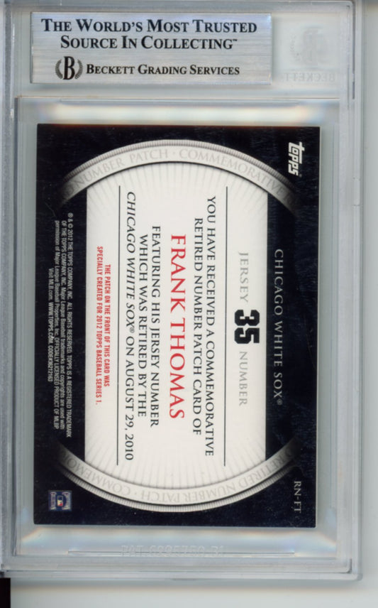 2012 Topps, Retired Number Patches, Jersey Number 35 Patch, Frank Thomas, #FT, BGS 9