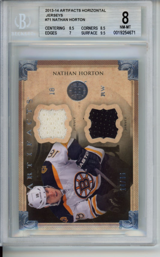 2013 Upper Deck, Artifacts Horizontal, Game-Used Double Patch, Nathan Horton, Numbered 14/36, #71, BGS 8