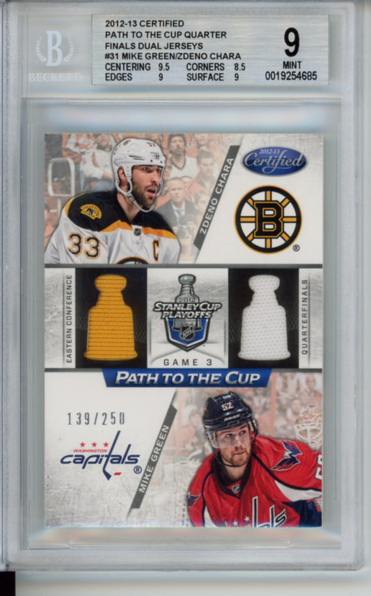 2012 Panini Certified, Path to the Cup Quarter Finals, Game-Worn Dual Jersey Patch, Zdeno Chara, Numbered 139/250, #PCQF31, BGS 9