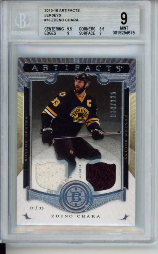 2015 Upper Deck, Artifacts, Dual Game-Used Jersey Patch, Zdeno Chara, Numbered 14/125, #76, BGS 9