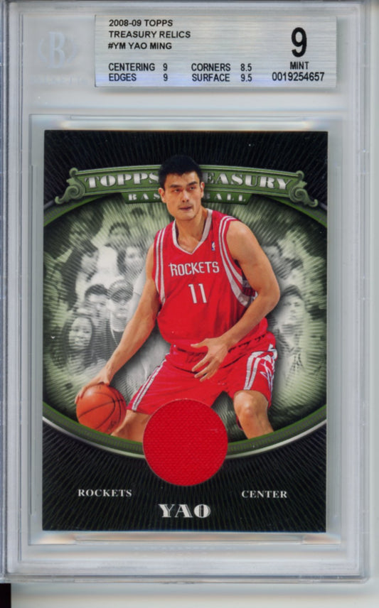 2008 Topps, Treasury Relics, Game Worn Jersey Patch, Yao Ming, #YM, BGS 9