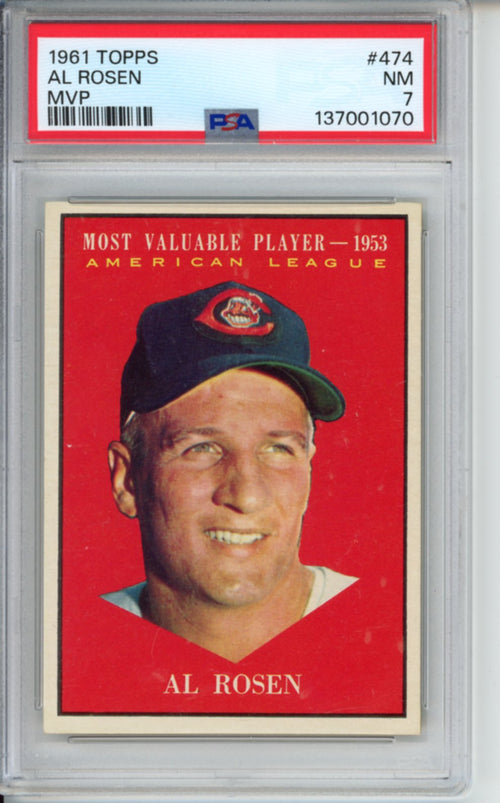 1961 Topps, MVP, Al Rosen, #474, PSA 7