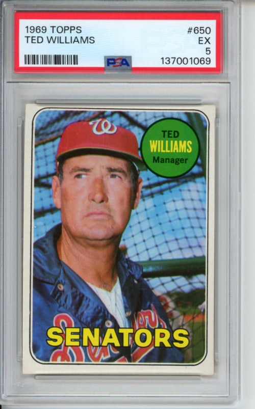 1969 Topps, Ted Williams, #650, PSA 5