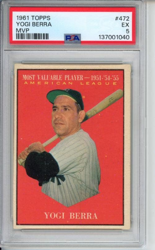 1961 Topps, MVP, Yogi Berra, #472, PSA 5