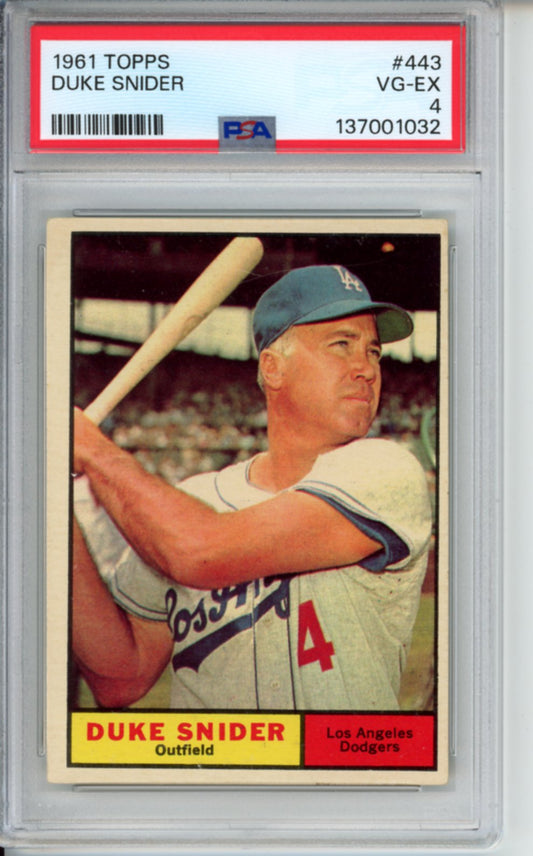 1961 Topps, Duke Snider, #443, PSA 4