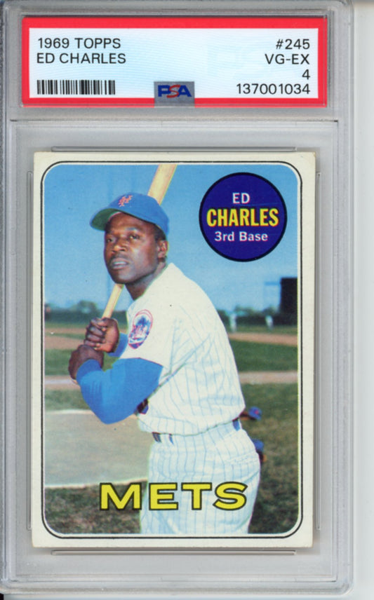 1969 Topps, Ed Charles, #245, PSA 4