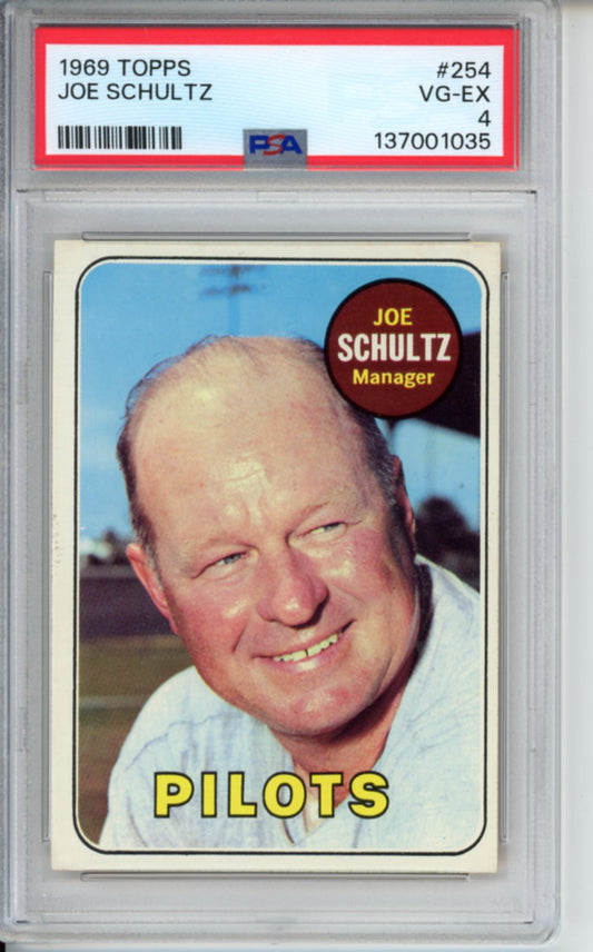 1969 Topps, Joe Schultz, #254, PSA 4