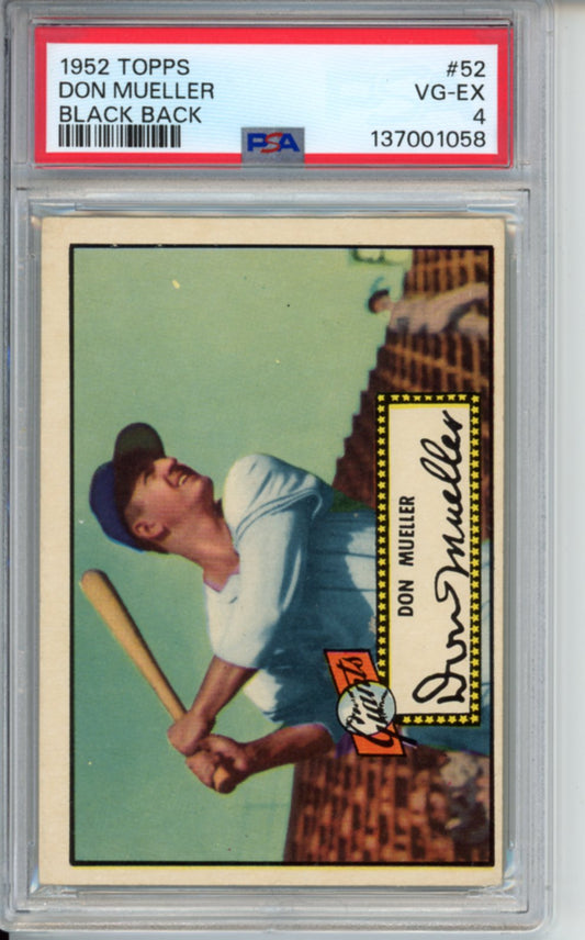 1952 Topps, Black Back, Don Mueller, #52, PSA 4
