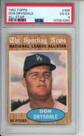 1962 Topps, All-Star, Don Drysdale, #398, PSA 4