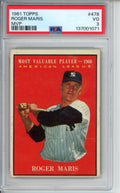 1961 Topps, MVP, Roger Maris, #478, PSA 3