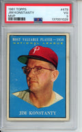 1961 Topps, MVP, Jim Konstanty, #479, PSA 3