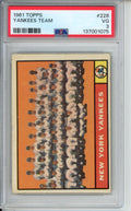 1961 Topps New York Yankees Team, #228, PSA 3