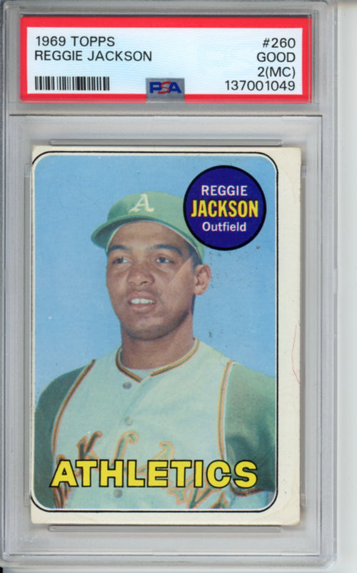 1969 Topps Reggie Jackson, Rookie Card, #260, PSA 2