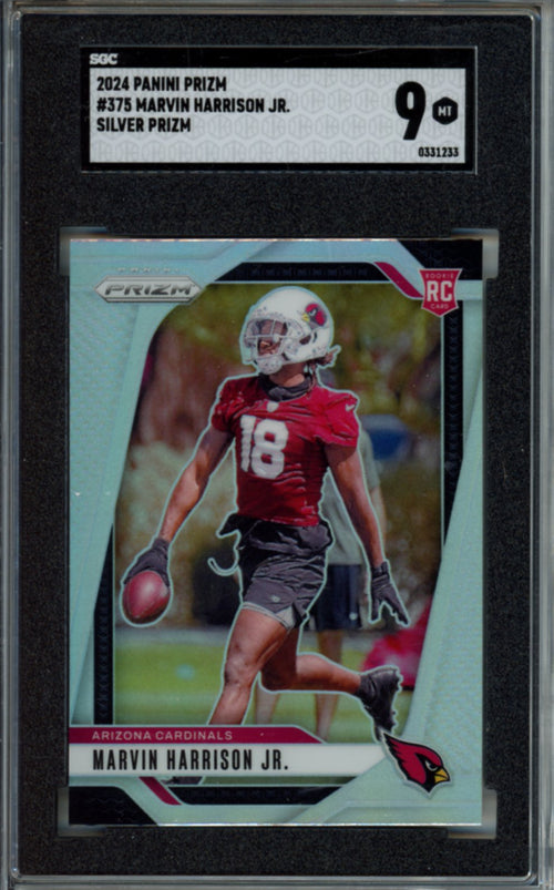2024 Panini Prizm, Silver Prizm, Marvin Harrison Jr., Rookie Card, #375, SGC 9